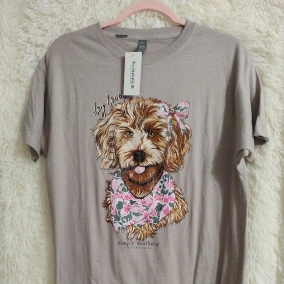 Simply Southern Tops - Simply Southern Dog Lover Camo-Driftwood T Shirt NWT Size M